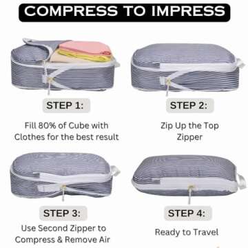 Vatalife 6pc Compression Packing Cubes - Travel Organizer