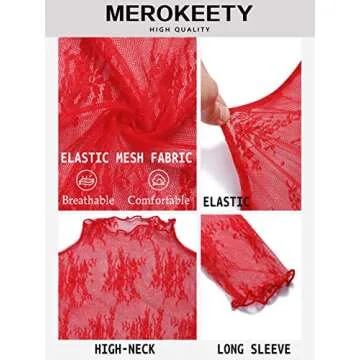 Stylish MEROKEETY Women's Sheer Long Sleeve Layering Top