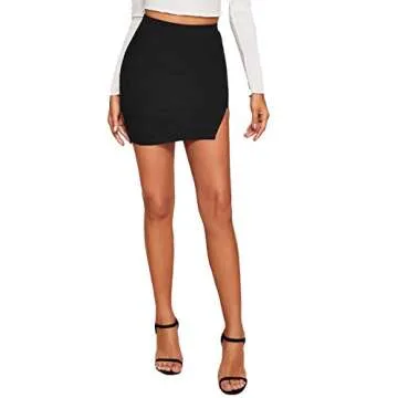 Chic Verdusa Bodycon Slit Black Mini Skirt for Women