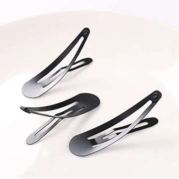 Medsuo 30pcs Black Barrettes Metal Snap Hair Clips Non-slip Flat Barrettes Accessories for Kids, Girls and Women for Fine, Thin, Thick, and Curly Hair Types