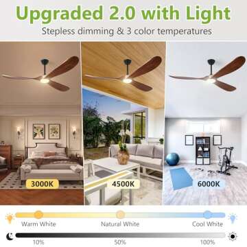 Haipeel 72 Inch Ceiling Fans with Lights, Wood Outdoor Ceiling Fan with Light and Remote Control Propeller Modern Large Ceiling Fans for Patios Gazebo Farmhouse Indoor Quiet High cfm ETL, Dark Walnut