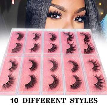 BEEOS 3D Mink Eyelashes - Luxury 10 Styles, Soft, Reusable, Handmade