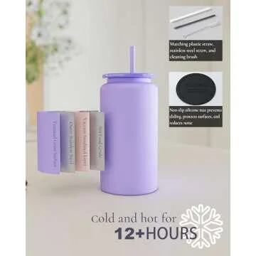 UIRZOTN Glass Cups with Lids and Straws, 16oz Stainless Steels Cups, Beer Cups, Iced Coffee Cups, Smoothie Cups, Drinking Cups, Brown (Textured Matte Finish, Not Sublimatable)