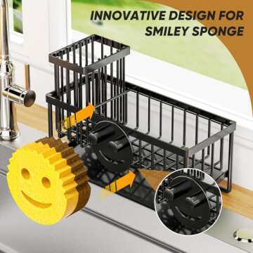 Self-Draining Smiley Face Sponge Holder for Kitchen