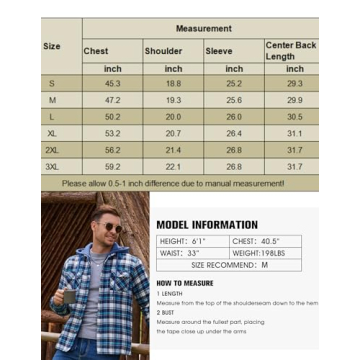 COOFANDY Men's Lined Zip Hooded Plaid Shirt Jacket