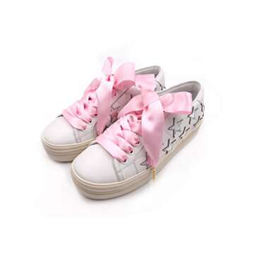 ZOOEASS Women Fashion Satin Ribbon Shoelaces, Shoe Laces For Solid Color Shoes,Ideal for Converse, N...