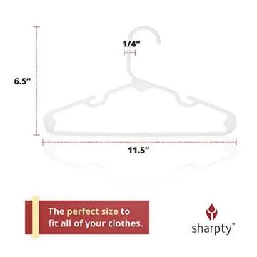 Sharpty Kids Plastic Hangers, Children's Hangers for Baby, Toddler, and Child Clothes - Everyday Standard Use - Ideal for Boys and Girls Closet, Clothing, Pants, Coats, and More - White, 20 Pack