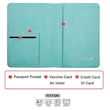 Deziliao Passport Holder,Passport Holder Card Slots, Passport and Vaccine Card Holder Combo, Cute Passport cover for Women and Men, with Waterproof Rfid Blocking, Passport Travel Wallet(Aqua Green)