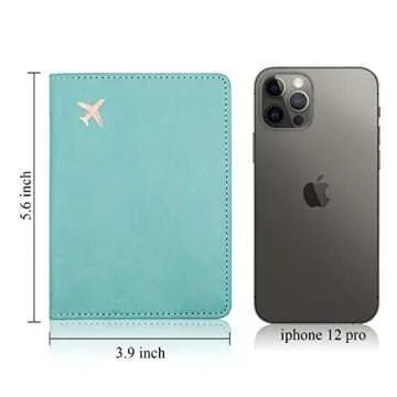 Deziliao Passport Holder,Passport Holder Card Slots, Passport and Vaccine Card Holder Combo, Cute Passport cover for Women and Men, with Waterproof Rfid Blocking, Passport Travel Wallet(Aqua Green)