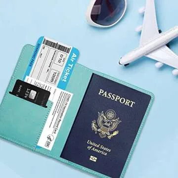 Deziliao Passport Holder,Passport Holder Card Slots, Passport and Vaccine Card Holder Combo, Cute Passport cover for Women and Men, with Waterproof Rfid Blocking, Passport Travel Wallet(Aqua Green)