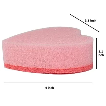 GMIcréatifs Heart Shaped, Dual-Sided Kitchen Sponge and Scrubber for Washing Dishes, Pots & Pans and General Household Cleaning, (6 Pack).