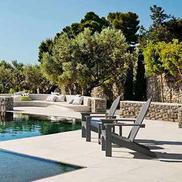 LUE BONA HDPS Adirondack Chairs Set of 2, Fire Pit Outdoor Chair Weather Resistant with Cup Holder, ...