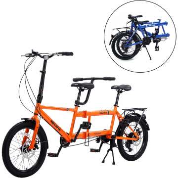 Foldable Tandem Bike with Adjustable 7 Speeds