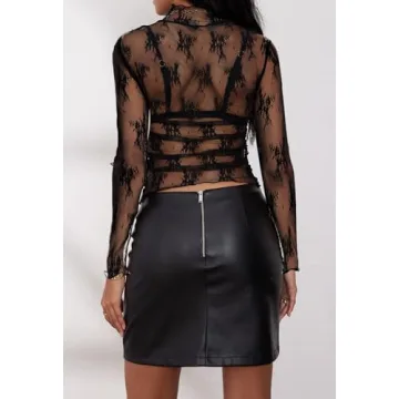 Stylish 2024 Mesh Sheer Long Sleeve Crop Top for Women