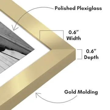 Americanflat 12x18 Poster Frame with Polished Plexiglass - Set of 2 - Use as 11x17 Frame with Mat or 12x18 Frame Without Mat - Galleria Collection - Gallery Wall Frame Set for Wall Display - Gold