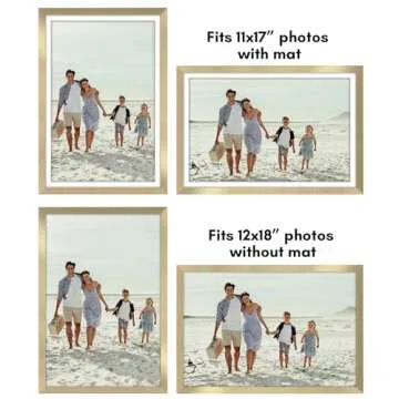 Americanflat 12x18 Poster Frame with Polished Plexiglass - Set of 2 - Use as 11x17 Frame with Mat or 12x18 Frame Without Mat - Galleria Collection - Gallery Wall Frame Set for Wall Display - Gold
