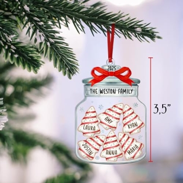 Personalized Christmas Cookie Jar Ornament - Up to 8 Names, 3.5 Inches