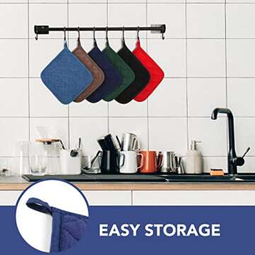 Pot Holders Clearance for Kitchen Heat Resistant Potholder, Hot Pads, Trivet for Cooking and Baking (5, Dark Blue)