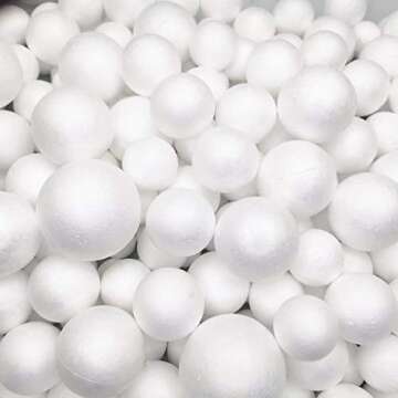 126 Pack Craft Foam Balls, 5 Sizes Including 1-2.4 Inches, White Polystyrene Smooth Round Balls, Foam Balls for Arts and Crafts, DIY Craft for Home, Supplies School Craft Project and Holiday Party