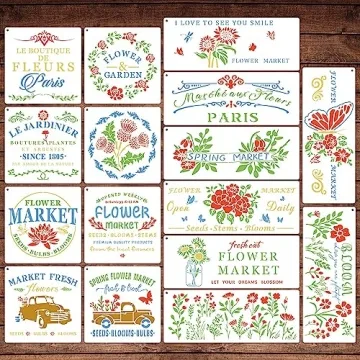 Large Flower Market Stencils for DIY Home Decor Projects