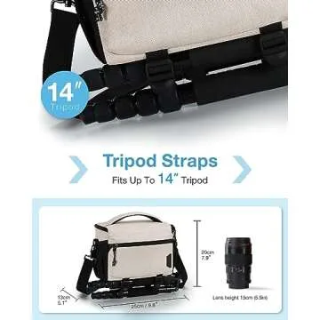 BAGSMART Small Camera Bag for Photographers, Compact Camera Shoulder Bags for DSLR/SLR/Mirrorless Cameras, Waterproof Crossbody Camera Case with Tripod Holder, Ivory White