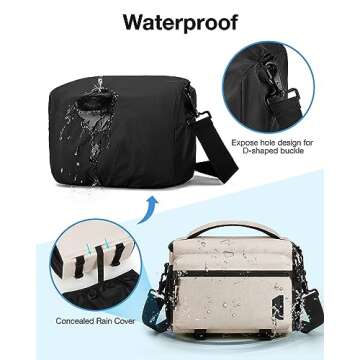 BAGSMART Small Camera Bag for Photographers, Compact Camera Shoulder Bags for DSLR/SLR/Mirrorless Cameras, Waterproof Crossbody Camera Case with Tripod Holder, Ivory White