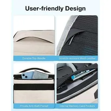 BAGSMART Small Camera Bag for Photographers, Compact Camera Shoulder Bags for DSLR/SLR/Mirrorless Cameras, Waterproof Crossbody Camera Case with Tripod Holder, Ivory White