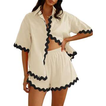 Misng Womens Summer 2 Piece Matching Set Vacation Outfits Cruise Beach Summer Short Sleeve Oversized...