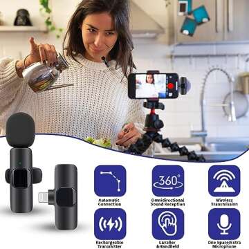 Homelazy 2 Packs Wireless Lavalier Microphone for iPhone, iPad. Clip on Microphone, Crystal Clear So...