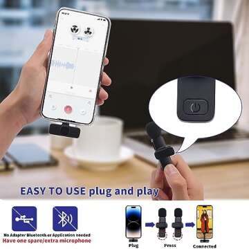 Homelazy 2 Packs Wireless Lavalier Microphone for iPhone, iPad. Clip on Microphone, Crystal Clear Sound Wireless Microphones for Recording, Live Streaming, YouTube, Facebook, TikTok