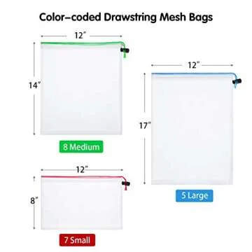 Frienda 20 Pieces Reusable Produce Bags Mesh Pouch Toy Storage Bags Drawstring Washable Organization...