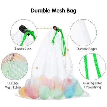 Frienda 20 Pieces Reusable Produce Bags Mesh Pouch Toy Storage Bags Drawstring Washable Organization 5 Large 8 Medium 7 Small for School Office, Puzzles Games Storage(Blue, Green, Red)