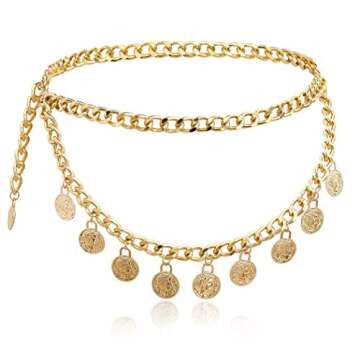Victray Gold Coin Waist Chain Beach Belly Body Chains Party Rave Body Jewelry Fashion Waist Accessor...