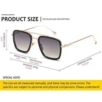 SHEEN KELLY Retro Tony Stark Sunglasses Vintage Square Metal Pilot Eyeglasses Men Women Spider Man