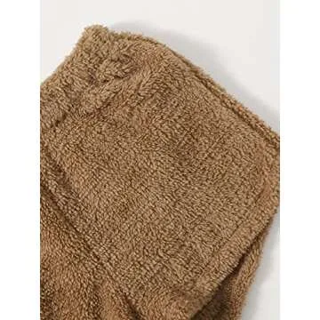 SweatyRocks Women's Fuzzy Pajamas Set Crop Tank Top with Shorts Loungewear Camel S