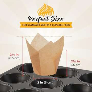 Tulip Cupcake Liners, Muffin Liners for Baking by Baker’s Signature – 150pcs of Parchment Paper Cups Cupcake Wrappers – Perfect Size, Sturdy, Greaseproof & Easy to Use – Wedding Decor – All White