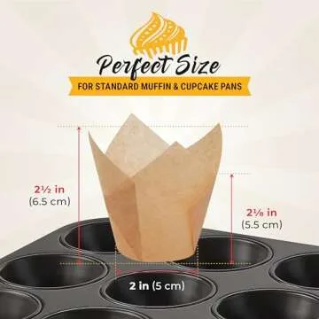 Tulip Cupcake Liners, Muffin Liners for Baking by Baker’s Signature – 150pcs of Parchment Paper Cups Cupcake Wrappers – Perfect Size, Sturdy, Greaseproof & Easy to Use – Wedding Decor – All White