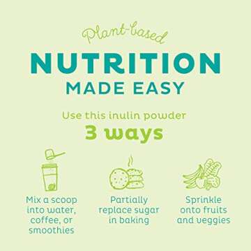 KOS Organic Inulin Powder, Unflavored & Unsweetened Superfood - Vegan Inulin for Prebiotic Intestinal Support, Digestive Health Promoting - USDA Certified, Non-GMO, Soy & Gluten-Free, 112 Servings Bag