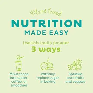 KOS Organic Inulin Powder, Unflavored & Unsweetened Superfood - Vegan Inulin for Prebiotic Intestinal Support, Digestive Health Promoting - USDA Certified, Non-GMO, Soy & Gluten-Free, 112 Servings Bag