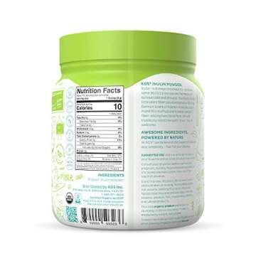 KOS Organic Inulin Powder, Unflavored & Unsweetened Superfood - Vegan Inulin for Prebiotic Intestinal Support, Digestive Health Promoting - USDA Certified, Non-GMO, Soy & Gluten-Free, 112 Servings Bag