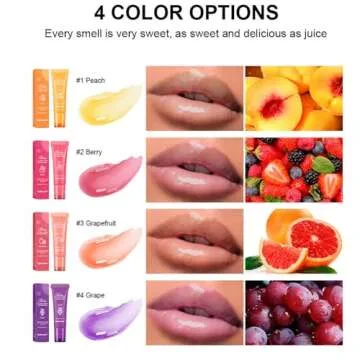 Lip Glowy Balm,4 Pack Fruit Glowy Lip Balm,Vitamin E Lip Glowy Balm Set Reduce Lip Lines, Enhance Lip Color,Moisturizing & Plump Quickly Replenishing Moisture and Relieving Dry Lips