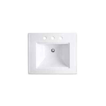 KOHLER K-2344-8-17 Memoirs Stately Rectangular Pedestal Bathroom Sink, 24 1/2", White