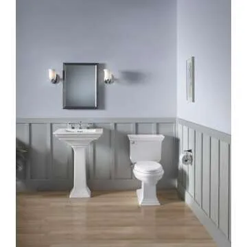 KOHLER K-2344-8-17 Memoirs Stately Rectangular Pedestal Bathroom Sink, 24 1/2", White