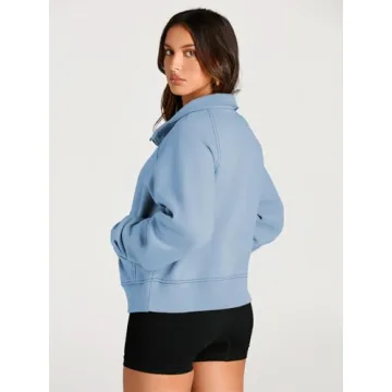 AUTOMET Half Zip Cropped Pullover Hoodies for Women