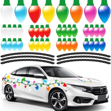 72-Piece Reflective Christmas Car Magnet Set - Colorful Decorations