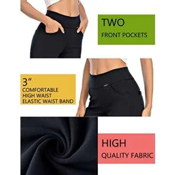 neezeelee Dress Pants for Women Comfort High Waist Skinny Stretch Slim Fit Leg Easy into Pull on Ponte Pants for Work (Black, 8 (Large))
