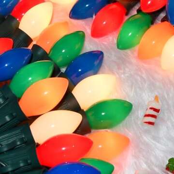 SOTOPOO C7 Vintage Christmas Lights Outdoor Multicolor Christmas Tree Lights, 25FT Colorful Christmas Lights for Home Yard Indoor Outdoor Christmas Decorations, 27Pcs E12 Bulbs (2 Spare Bulbs)