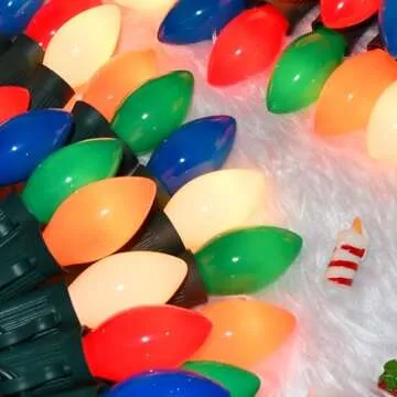 SOTOPOO C7 Vintage Christmas Lights Outdoor Multicolor Christmas Tree Lights, 25FT Colorful Christmas Lights for Home Yard Indoor Outdoor Christmas Decorations, 27Pcs E12 Bulbs (2 Spare Bulbs)