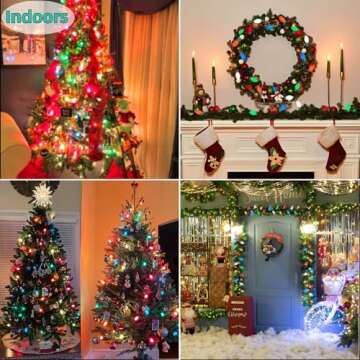 SOTOPOO C7 Vintage Christmas Lights Outdoor Multicolor Christmas Tree Lights, 25FT Colorful Christmas Lights for Home Yard Indoor Outdoor Christmas Decorations, 27Pcs E12 Bulbs (2 Spare Bulbs)