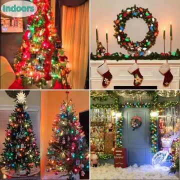 SOTOPOO C7 Vintage Christmas Lights Outdoor Multicolor Christmas Tree Lights, 25FT Colorful Christmas Lights for Home Yard Indoor Outdoor Christmas Decorations, 27Pcs E12 Bulbs (2 Spare Bulbs)